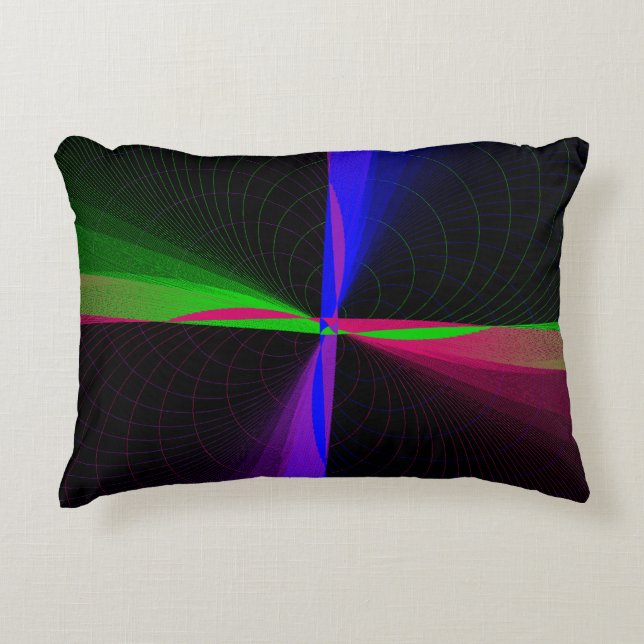 Fyrvägs geometrisk vågaccentfyllning prydnadskudde (Framsidan)