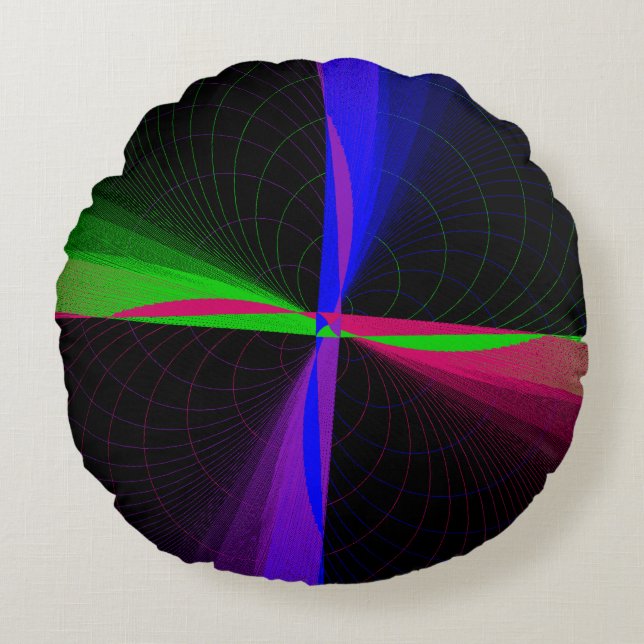 Fyrvägs geometrisk vågrunda fyllning rund kudde (Framsidan)