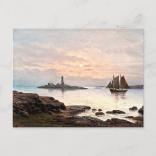Fyrvätt och segelbåt i måndagsljus Poster Vykort