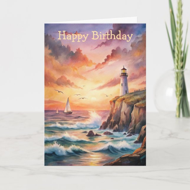 Fyrvätt på ett Cliff Birthday Card Kort (Framsida)