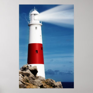 Fyrvätt på sten med ljusstrålar poster