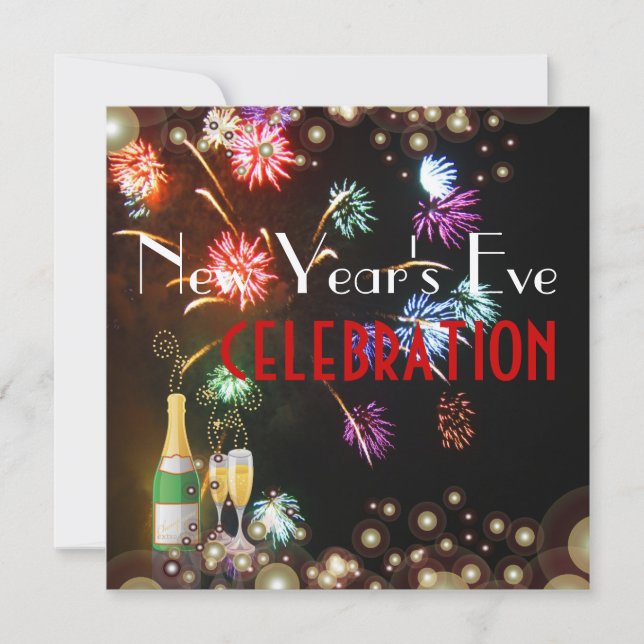 Fyrverkeri champagnej bubblor inbjudningar (Framsida)