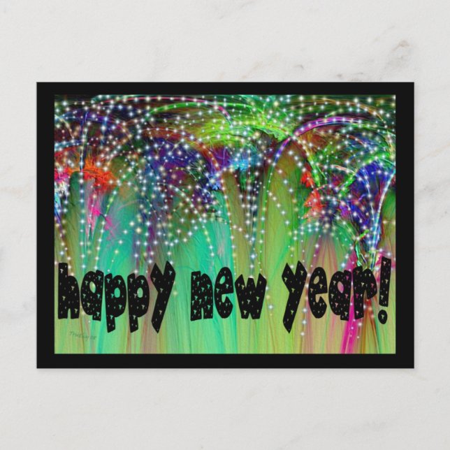 FYRVERKERI~-GOTT NYTT ÅR! HELG VYKORT (Framsida)