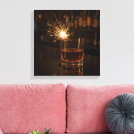 Fyrverkeri i ett glas whisky canvastryck