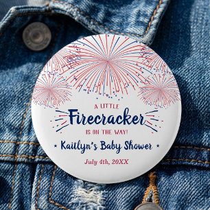 Fyrverkeri På Väg! 4:e Juli Baby Shower Knapp