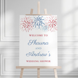 Fyrverkerier 4 juli Bröllopsfest för par Välkommen Poster