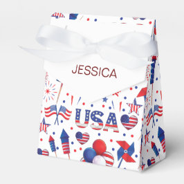 Fyrverkerier 4 juli med stadgar för Libert Presentaskar