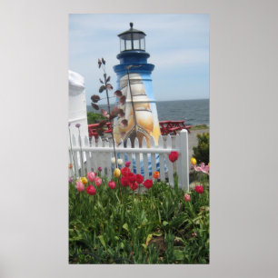 Fyrverkerier, blommor och oceanavtryck poster