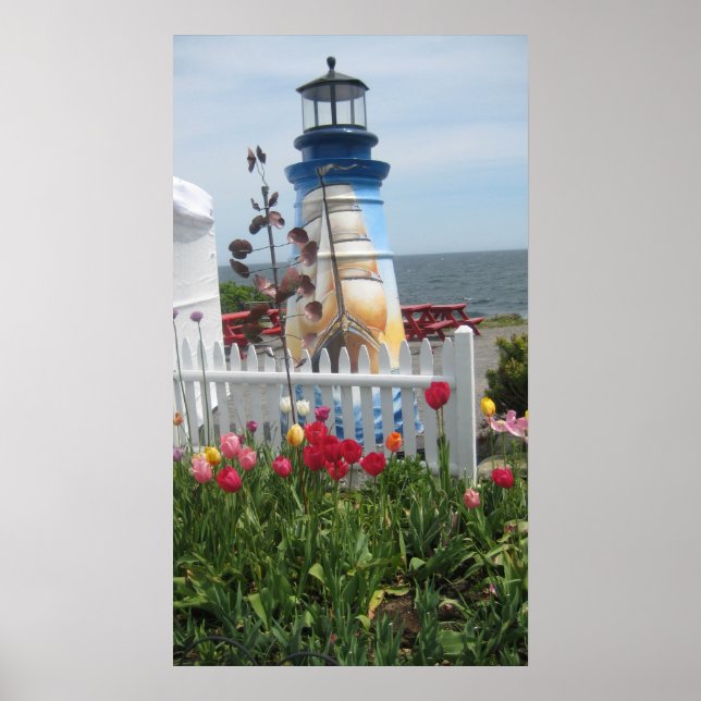 Fyrverkerier, blommor och oceanavtryck poster (Framsidan)