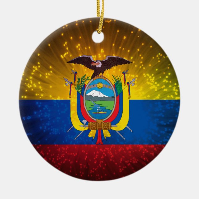 Fyrverkerier, Ecuador-Flagga Julgransprydnad Keramik (Framsidan)