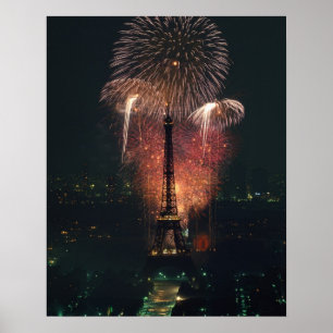 Fyrverkerier, Eiffeltornet, Paris, Frankrike Poster