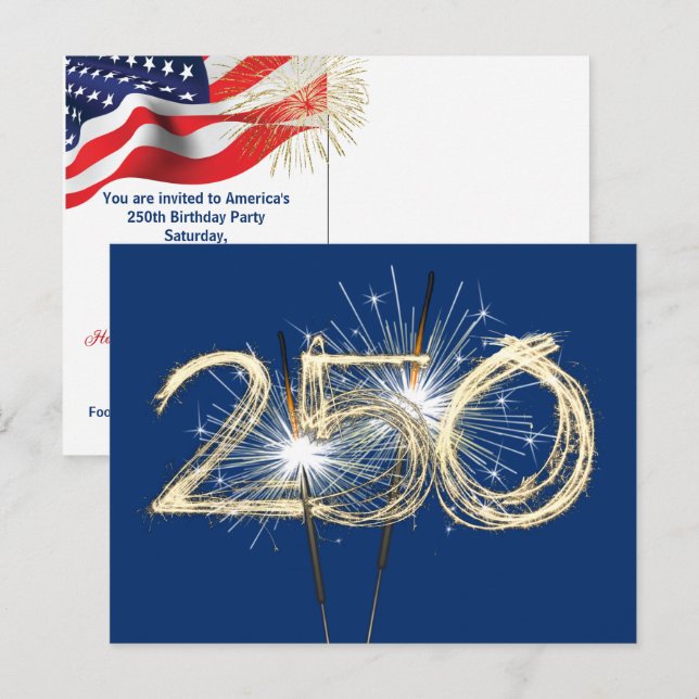 Fyrverkerier för Amerikas 250-årsdag Vykort (Fram/baksida)