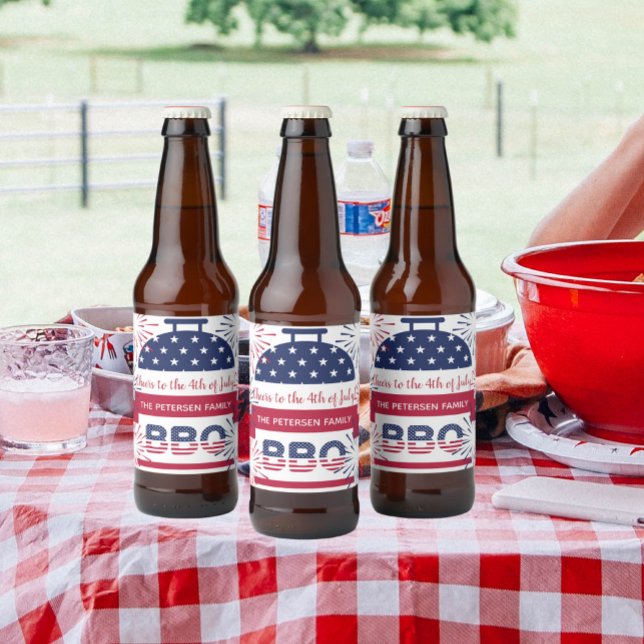Fyrverkerier i fjället stars och stripes ölflaska etikett (Skapare uppladdad)