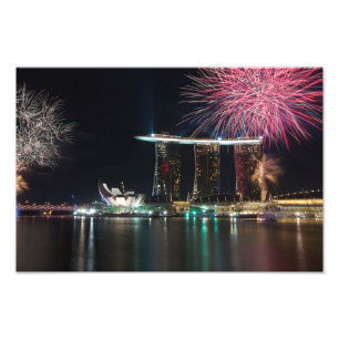 Fyrverkerier i Marina Bay Fototryck