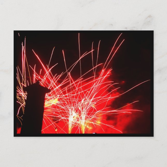 Fyrverkerier med belysning vykort (Framsida)