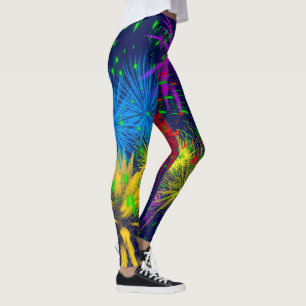Fyrverkerier med färg, konstiga, unika leggings