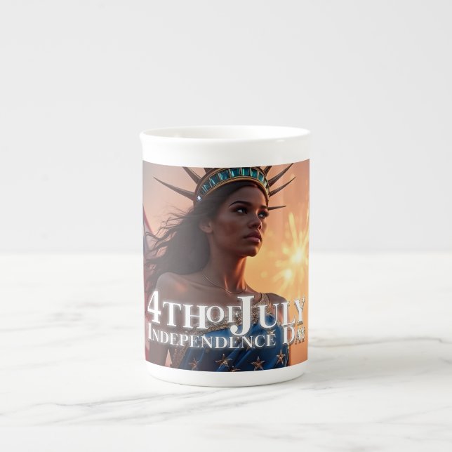 Fyrverkerier och frihet - fantastisk design från 4 benporslin mugg (Framsidan)