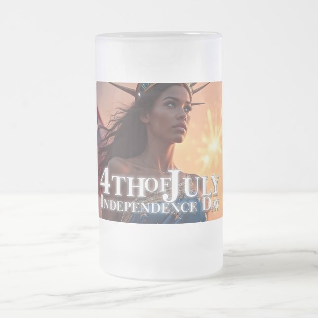 Fyrverkerier och frihet - fantastisk design från 4 frostat ölglas (Center)