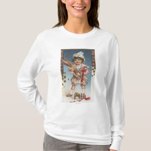 Fyrverkerier och raket för unge hållande t-shirt