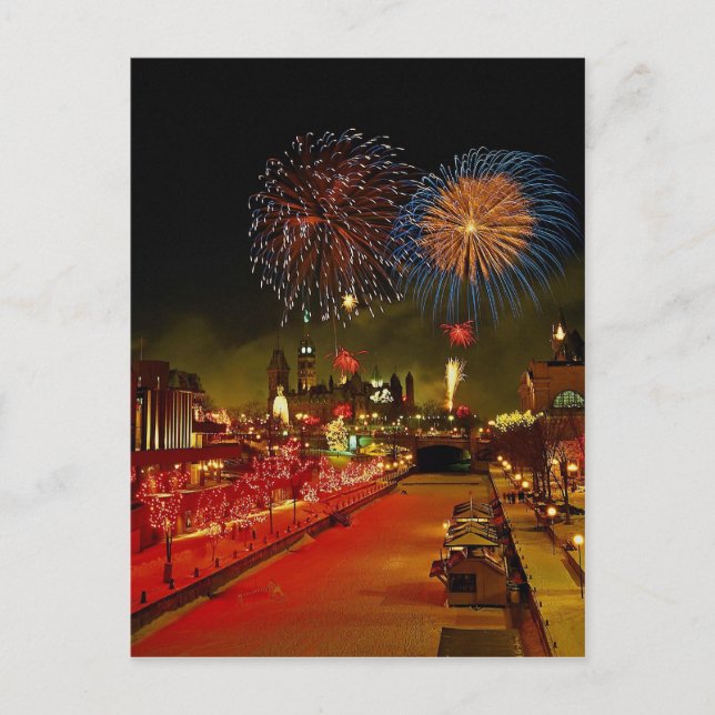 Fyrverkerier Ottawa, Ontario, Kanada Vykort (Framsida)