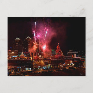 Fyrverkerier över Kansas City Plaza Lights Julkort Vykort