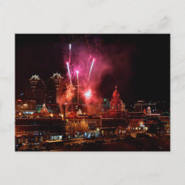 Fyrverkerier över Kansas City Plaza Lights Julkort Vykort