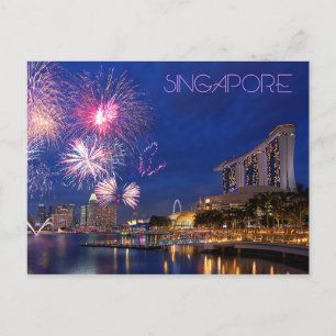 Fyrverkerier på Marinafjärden, Singapore Vykort