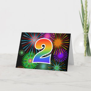 Fyrverkerier + Rainbow Mönster "2", händelsenummer Kort