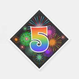 Fyrverkerier + Rainbow Mönster "5", händelsenummer Pappersservett