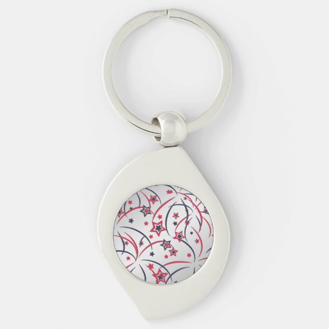 Fyrverkerier Swirl Silverfärgad Nyckelring (Framsidan)