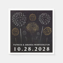 Fyrverkerier ThBäste Black Guld Silver Bröllop Nap Pappersservett