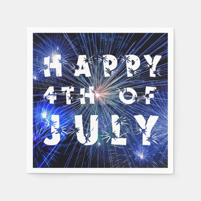 Fyrverkerierna i Blue Hue Lycklig 4:e juli Pappersservett (Framsidan)
