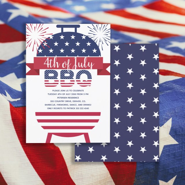 Fyrverkerierna i Bq stars och stripes 4:e juli Inbjudningar (Skapare uppladdad)