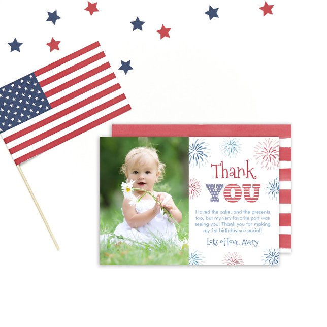 Fyrverkerierna Red White och Blue Bild Tack Kort (Skapare uppladdad)