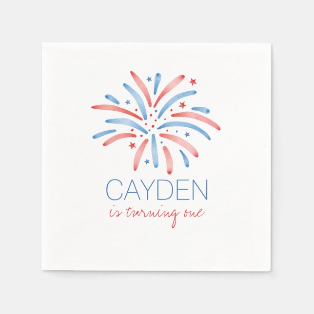 Fyrverkeriet 4 juli födelsedag pappersservett (Framsidan)