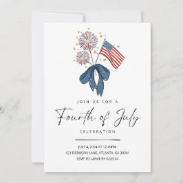 Fyrverkeriet 4 juli Party Inbjudan patriotisk 4:e