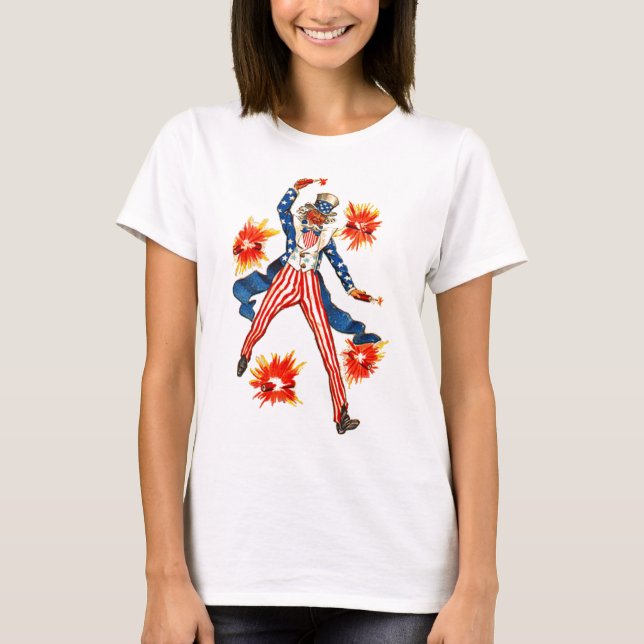 FyrverkeriJuli 4th för Uncle Sam patriotisk Tröja (Framsida)
