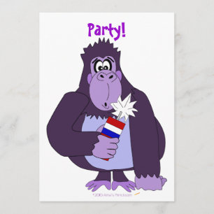 Fyrverkeripjäser Gorilla Party-Inbjudningskort frå Inbjudningar