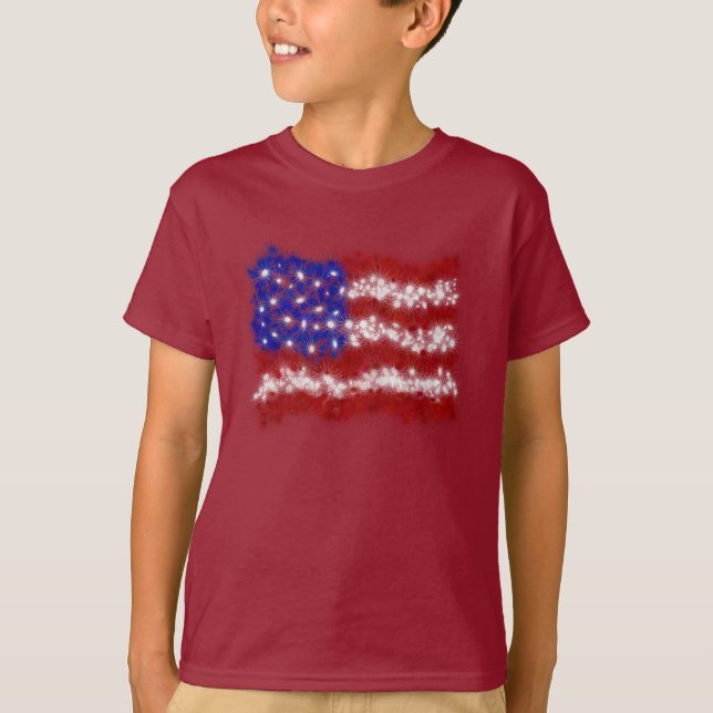 Fyrverkeristars och stripesamerikanska flaggan tee (Framsida)