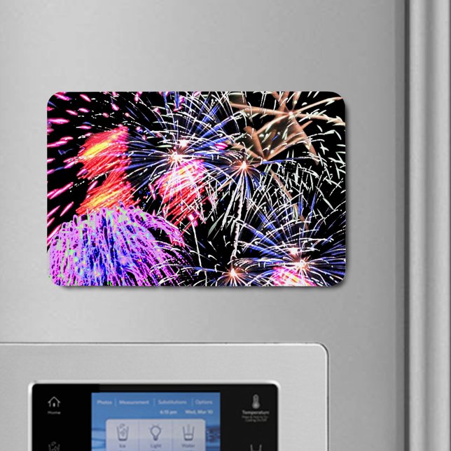 FyrverkeriVisning 4 juli Flexibel Magnet (Colorful Fireworks Display Fourth of July Flexible Magnet)