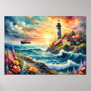 Fyrverkets Blommigt på havet Poster