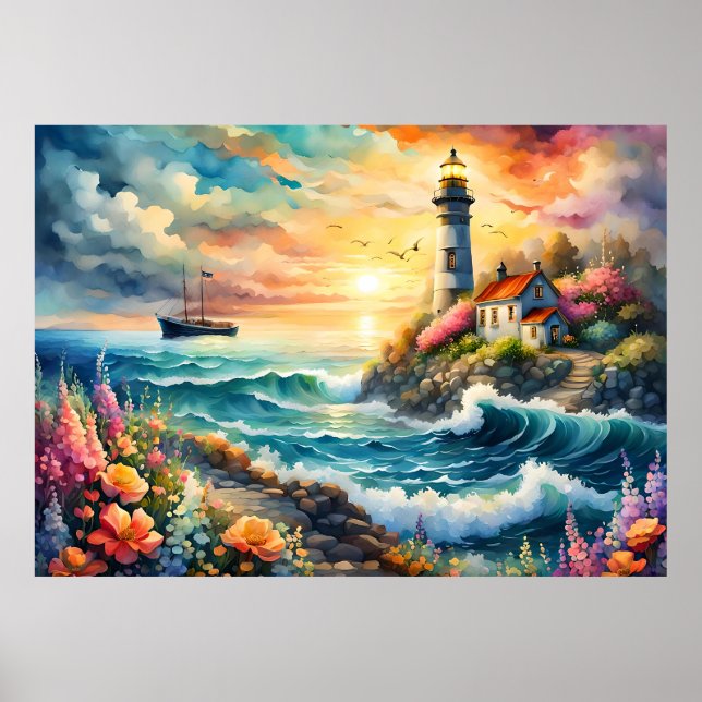 Fyrverkets Blommigt på havet Poster (Framsidan)