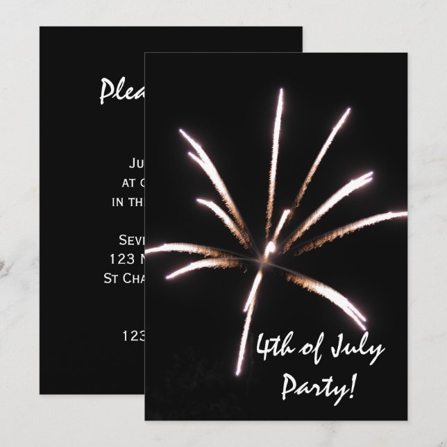 Fyrverkets fjärde juli-gruppinbjudan inbjudningar (Fram/baksida)