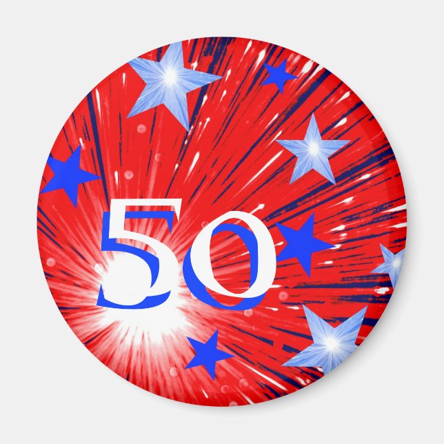 Fyrverkets Rött vitt blått kylskåpsmagnet "Ålder" (Framsidan)