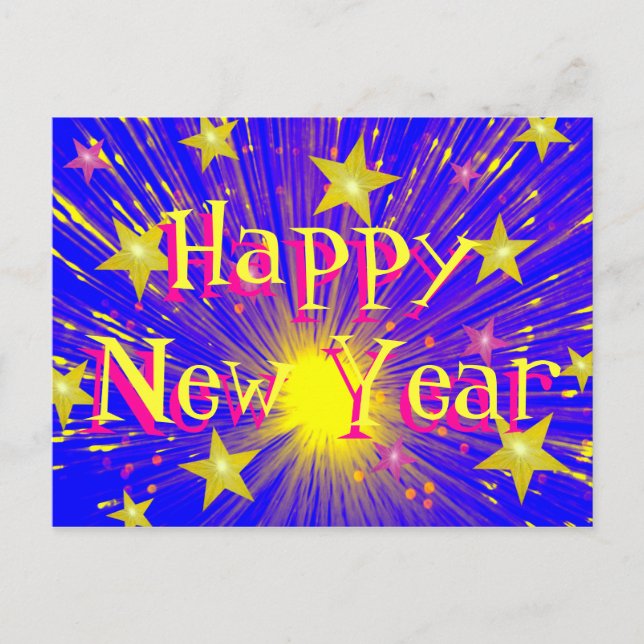 Fyrverkets vykort "Gott nytt år" (Framsida)
