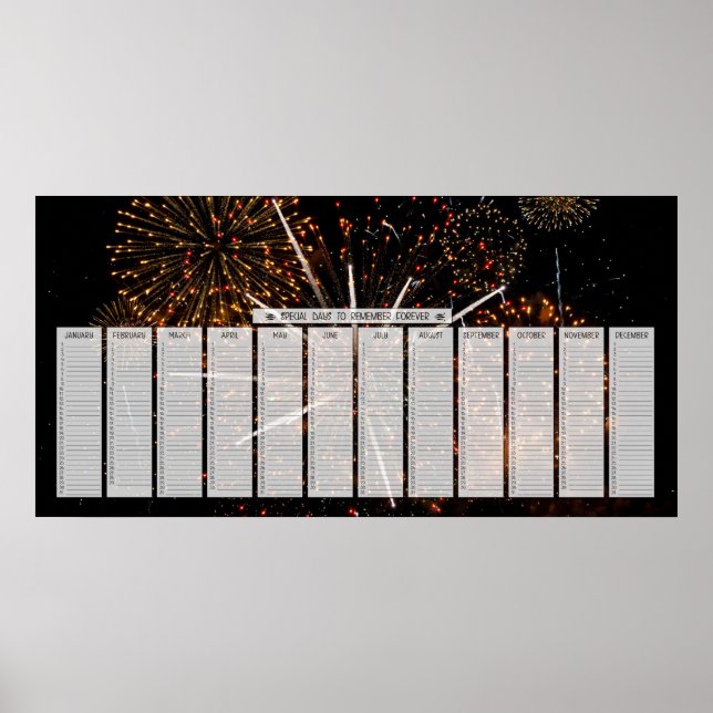 Fyrverks Specialdagar att minnas Kalender Poster (Framsidan)