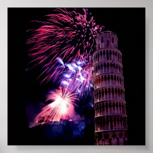 FyrverksbelysningTorn för Pisa Poster