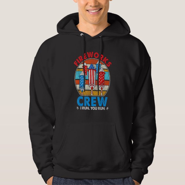 Fyrverksbesättning i Springa du Springa 4:e juli V Hoodie (Framsida)
