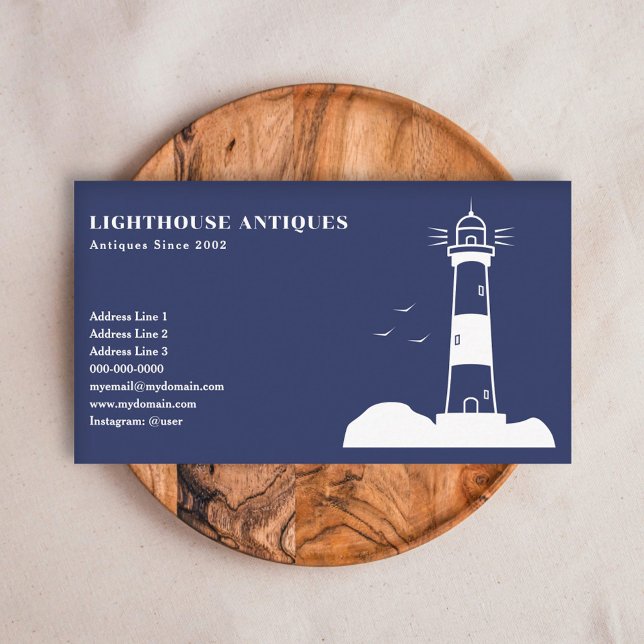 Fyrverksblå Affärskort Visitkort (Lighthouse - Navy Blue Business Card)