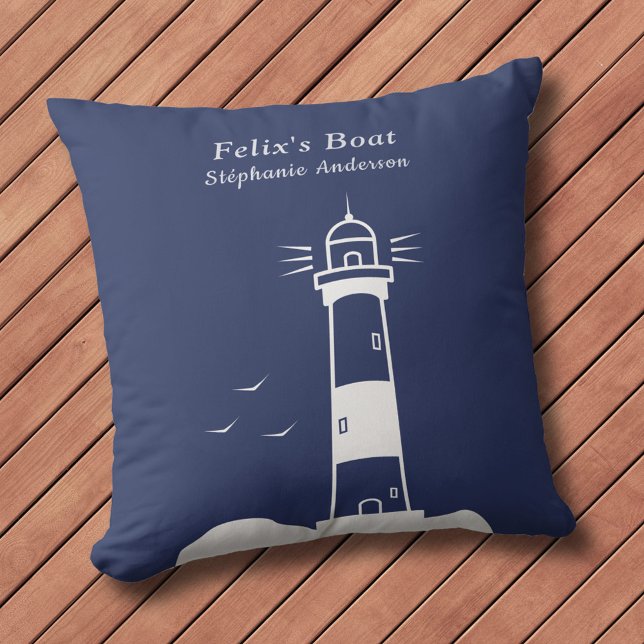 Fyrverksblå marinblå kudde (Lighthouse Navy Blue Pillow)